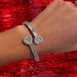 Silver baguette Bracelet with Crystal Accents 7inch